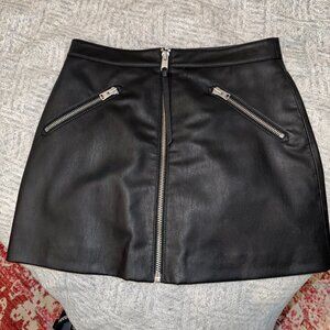 All Saints Black Leather Skirt, Size 6